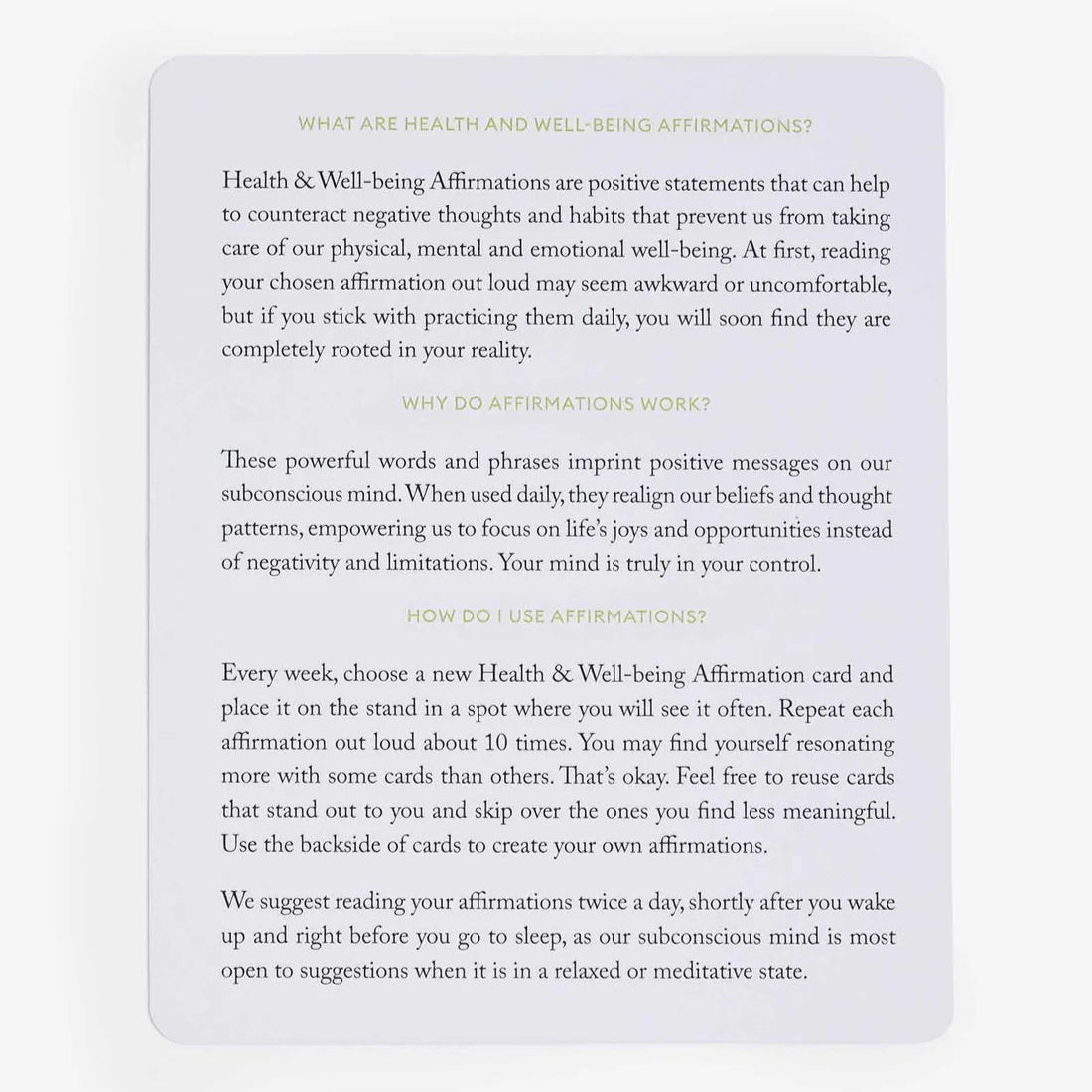 Mindful Affirmation Cards for Health & Wellbeing