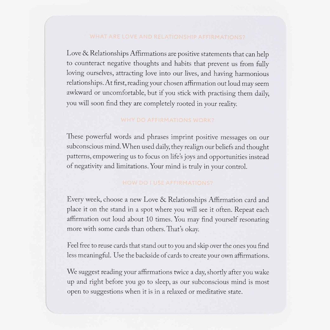Mindful Affirmation Cards for Love & Relationships