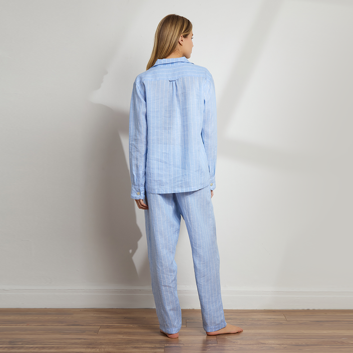 Striped Linen Long PJ Set