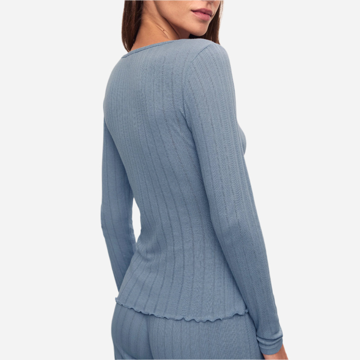 Pointelle V Neck Henley