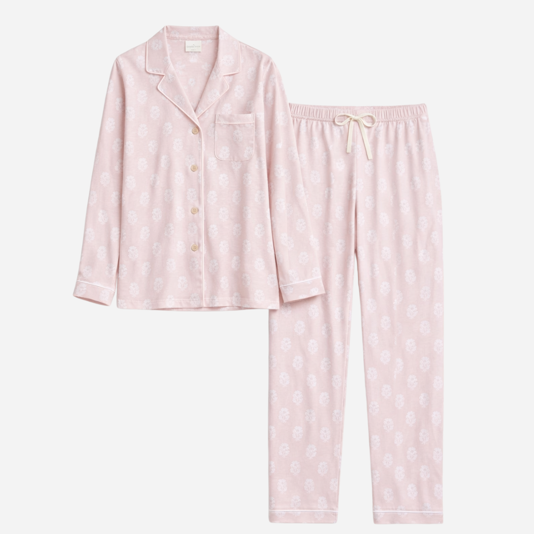 Printed Organic Pima Cotton Long PJ Set