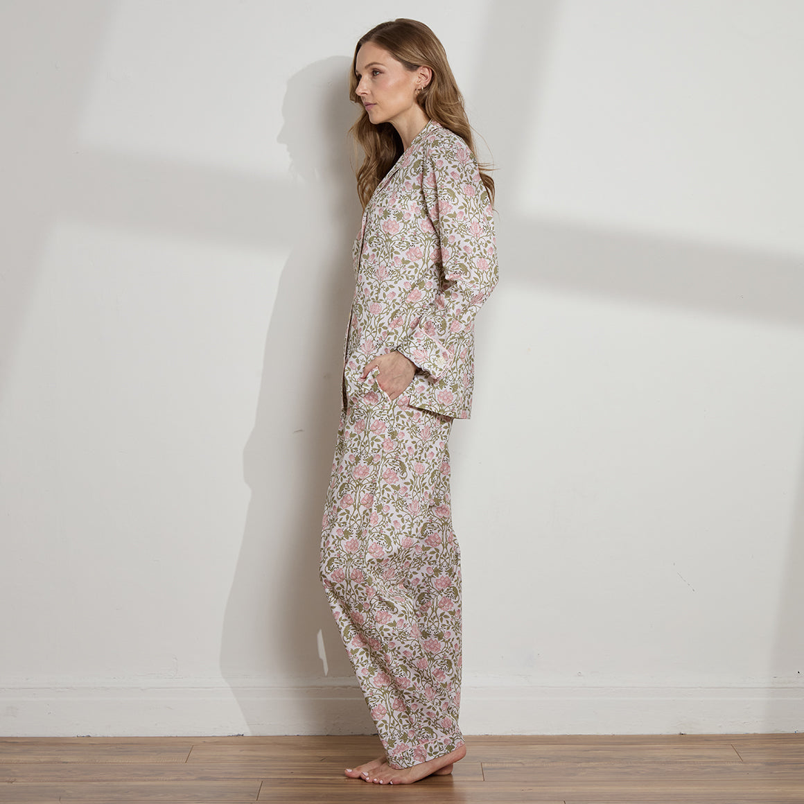 Printed Floral Cotton Long PJ Set