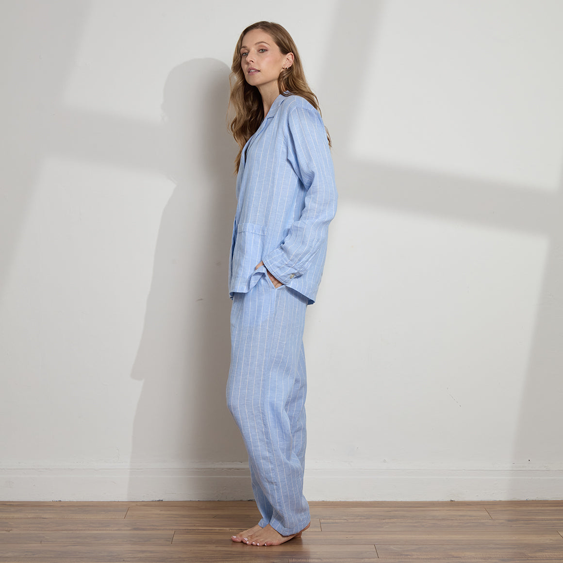 Striped Linen Long PJ Set
