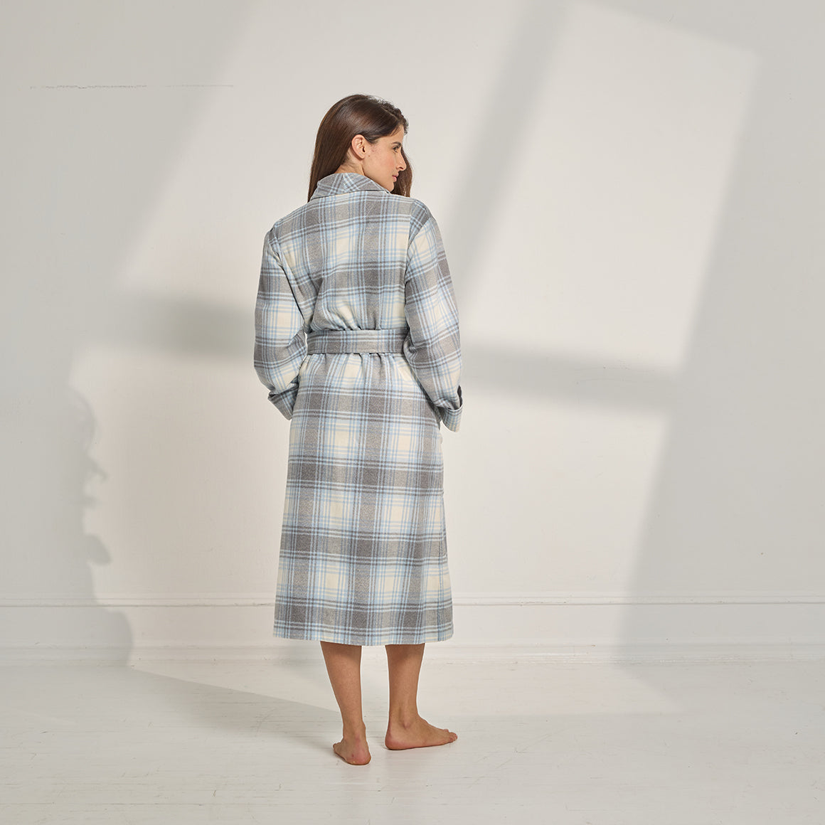 Unisex Brushed Cotton Plaid Robe