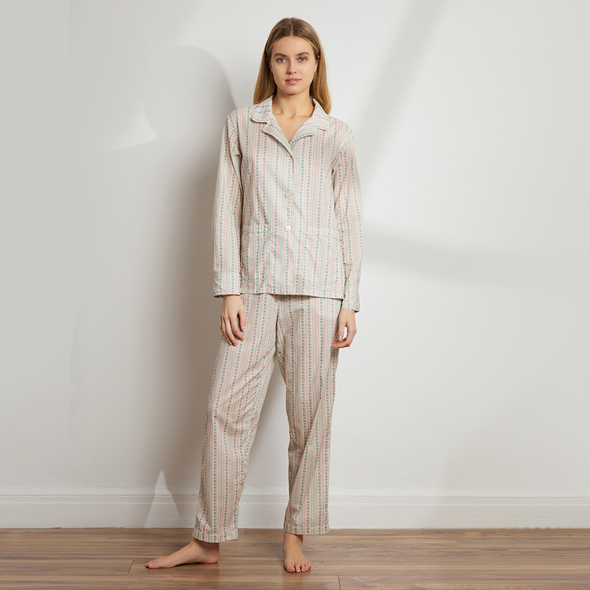 Printed Floral Cotton Long PJ Set