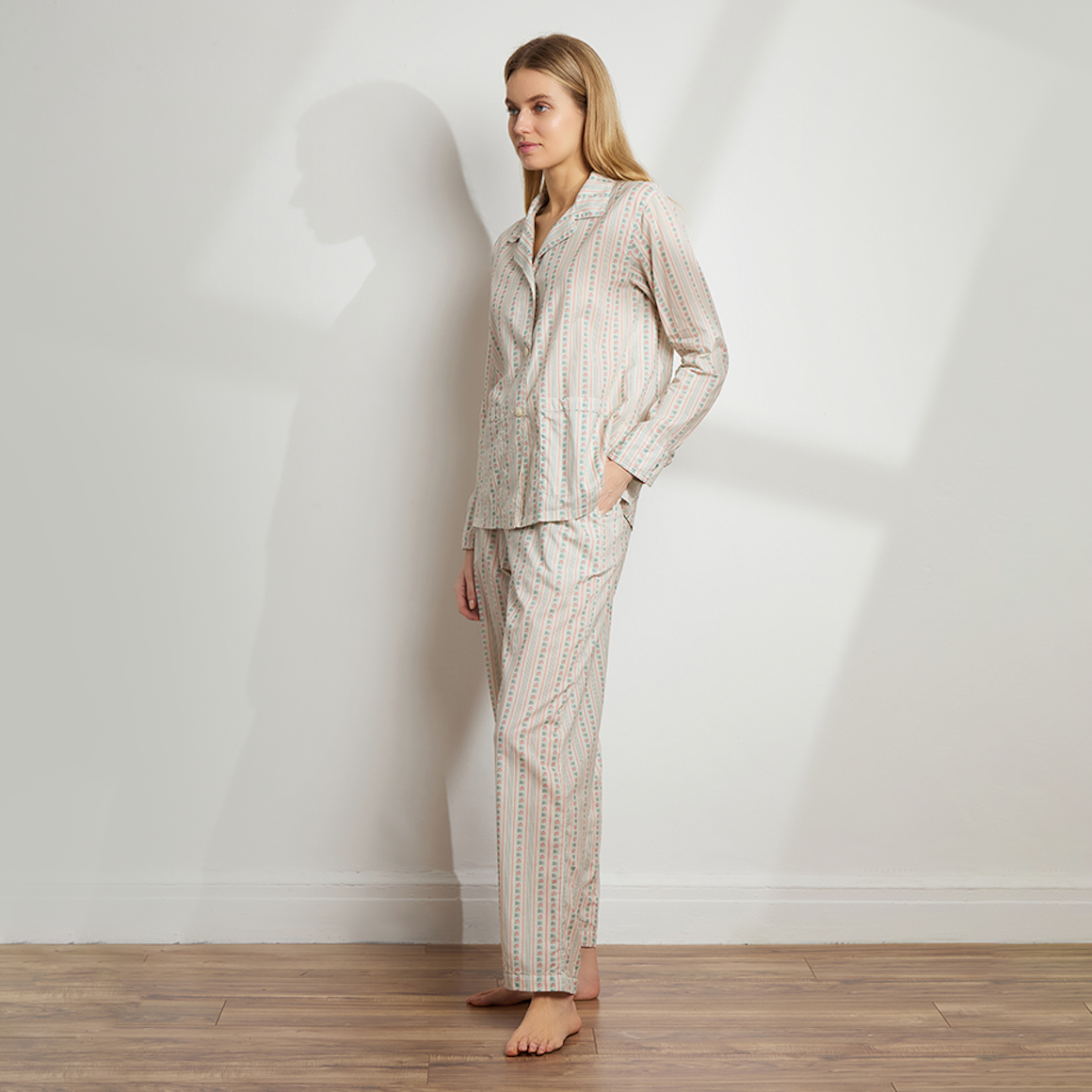 Printed Floral Cotton Long PJ Set