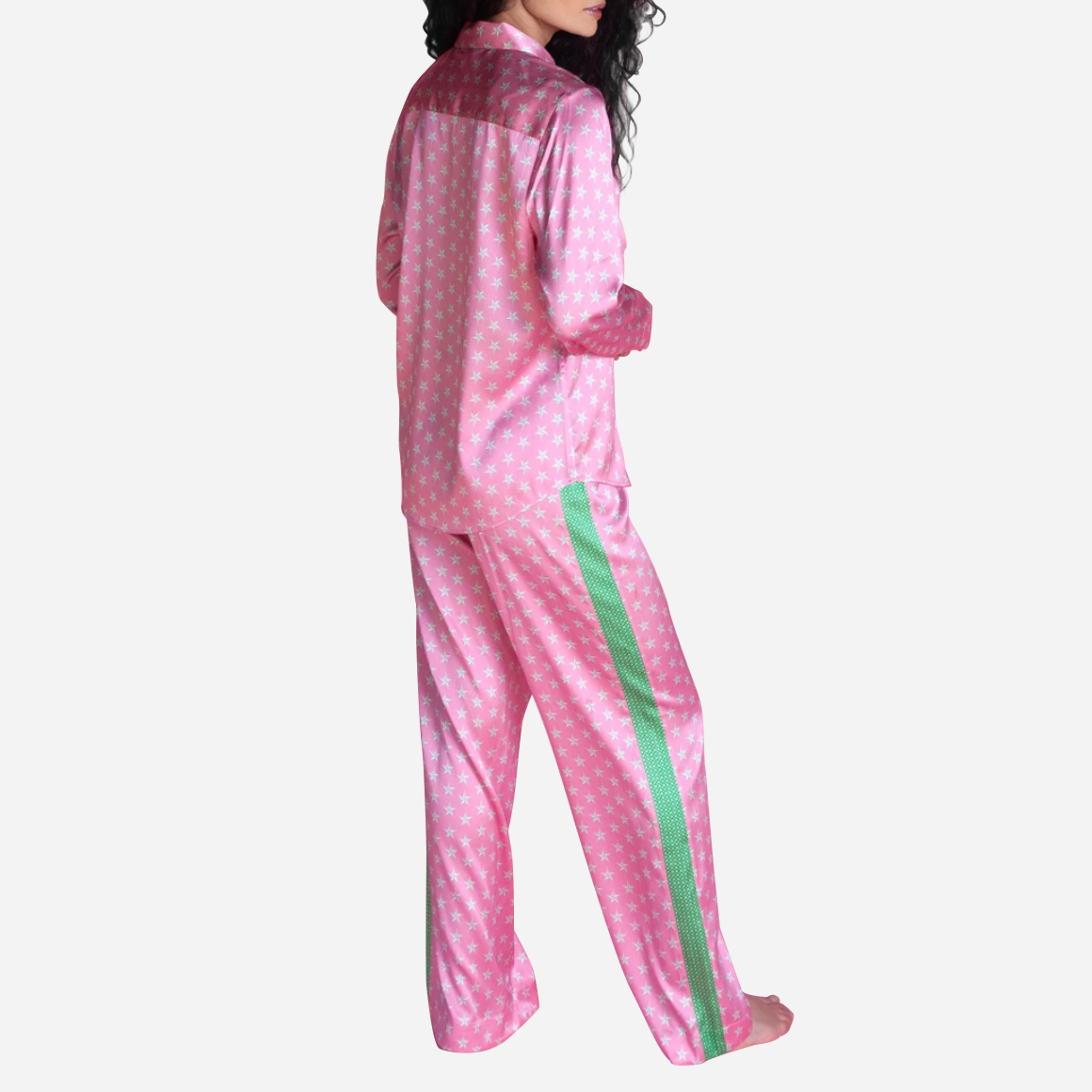 Stars Silk Long Sleeve Pajama Top