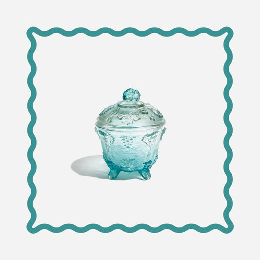 Turquoise Glass Candy Dish