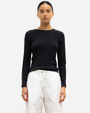 Pointelle Cotton Long-Sleeve Slim Fit Tee