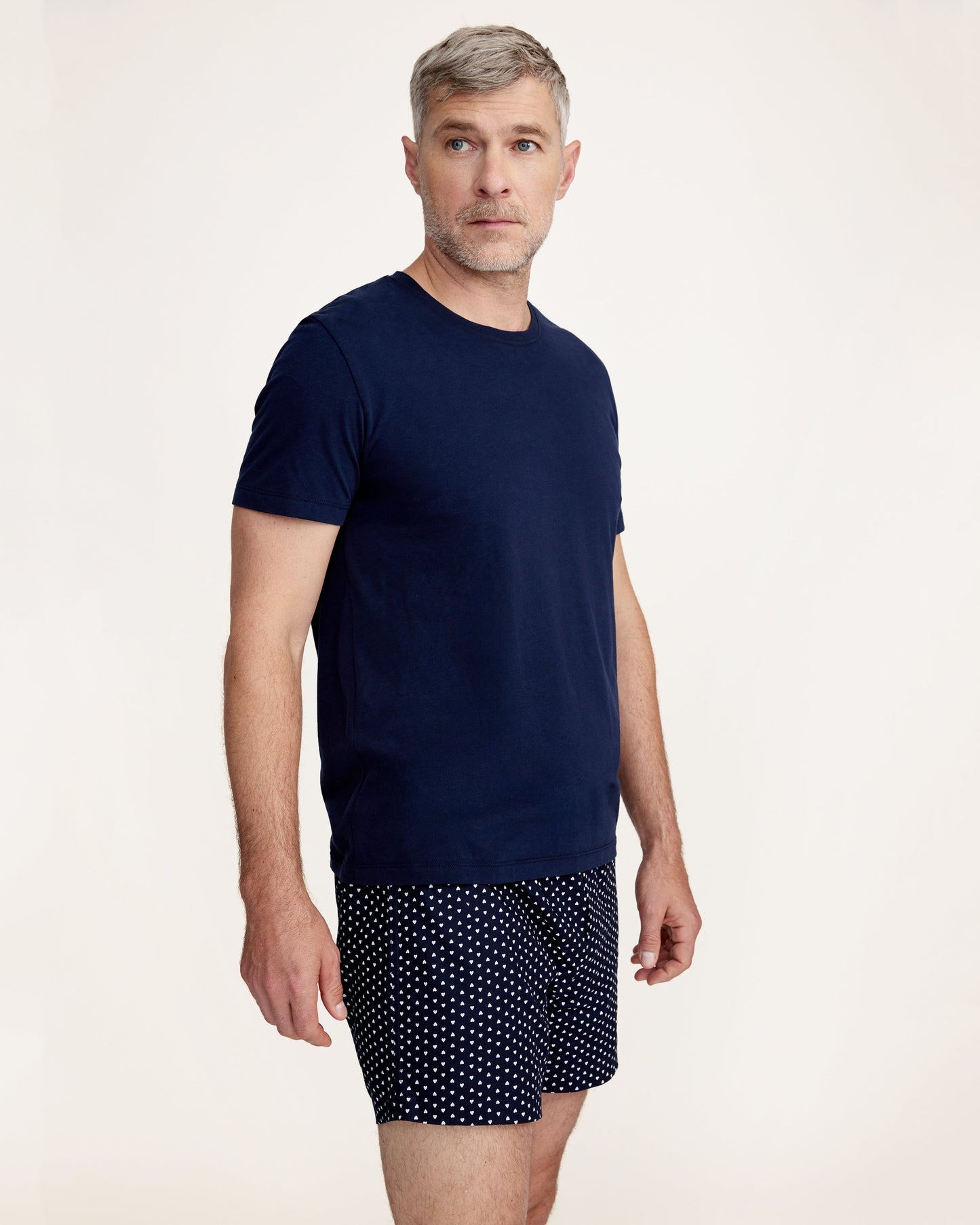 Men's Twill Boxers 3-Pack - Midnight Hearts, White & Navy French Ticking