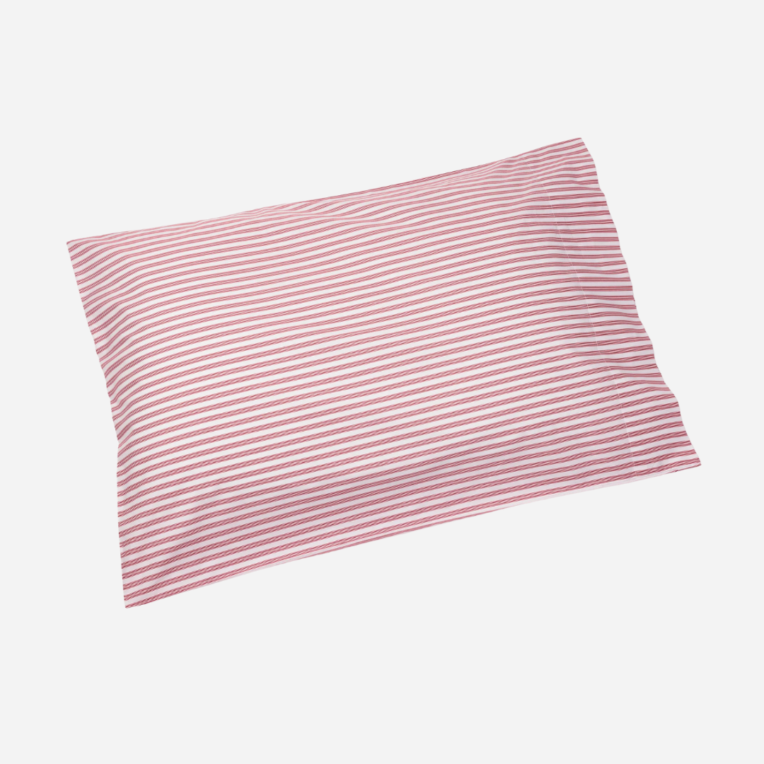 Luxe Premium Percale Bed Sheets in Antique Red Ticking