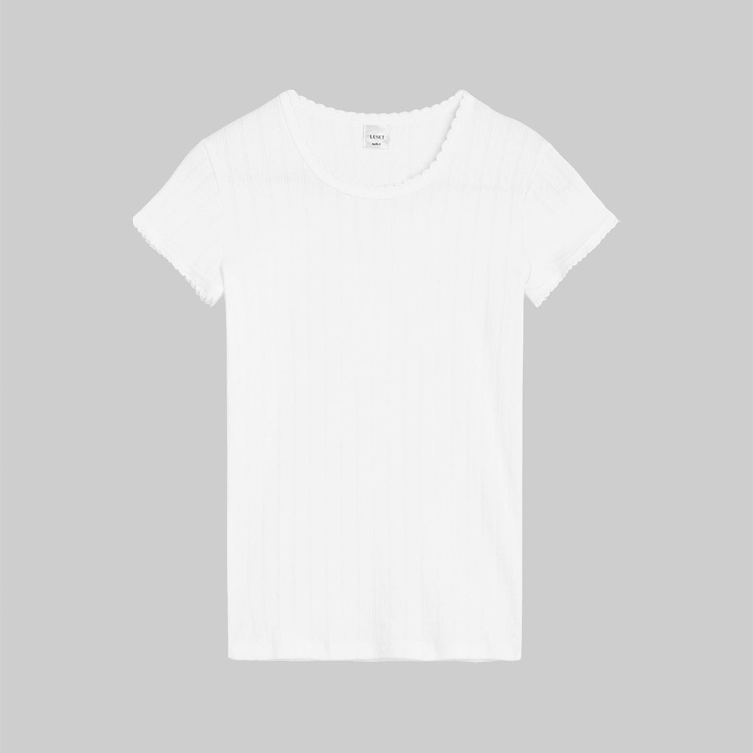 Pointelle Cotton Slim Fit Tee