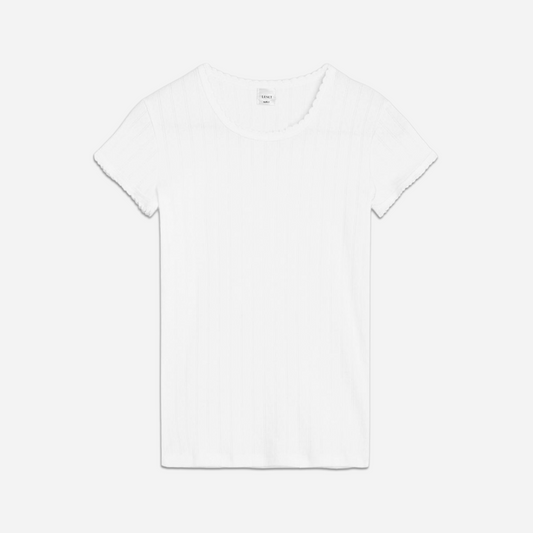 Pointelle Cotton Slim Fit Tee