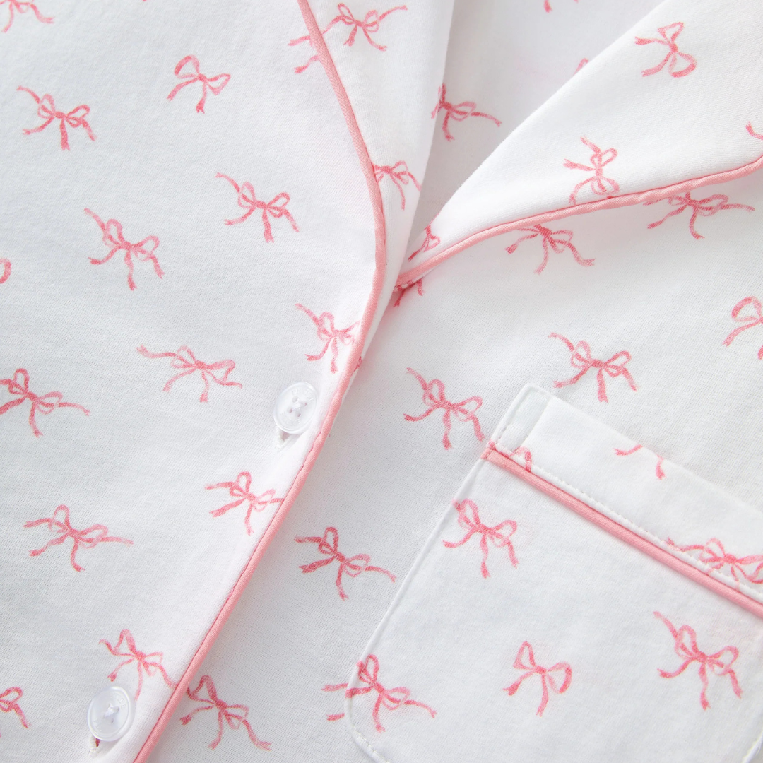 Women's Pima Short Sleeve Short Set in Blushing Bows