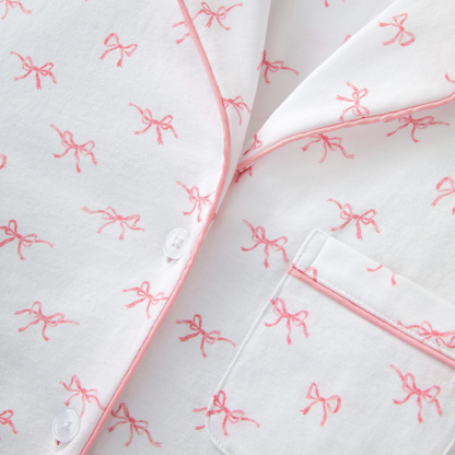 Women's Pima Short Sleeve Short Set in Blushing Bows