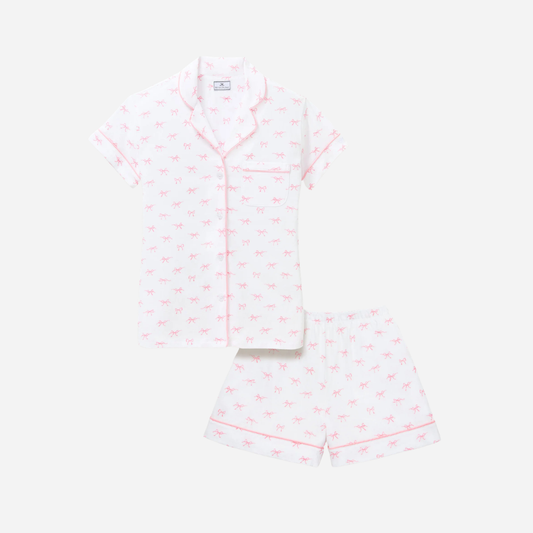 Printed Pima Cotton Short Pajama Set - Blushing Bows