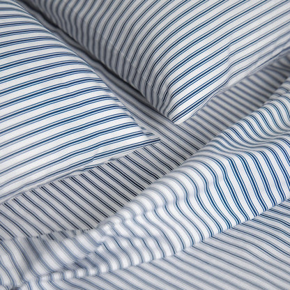 Luxe Premium Percale Duvet Set  French Ticking