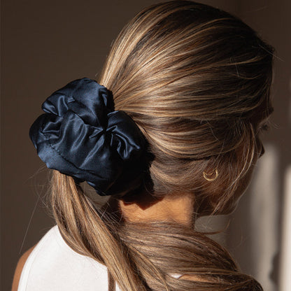 Silk Padded Scrunchie - Midnight Blue