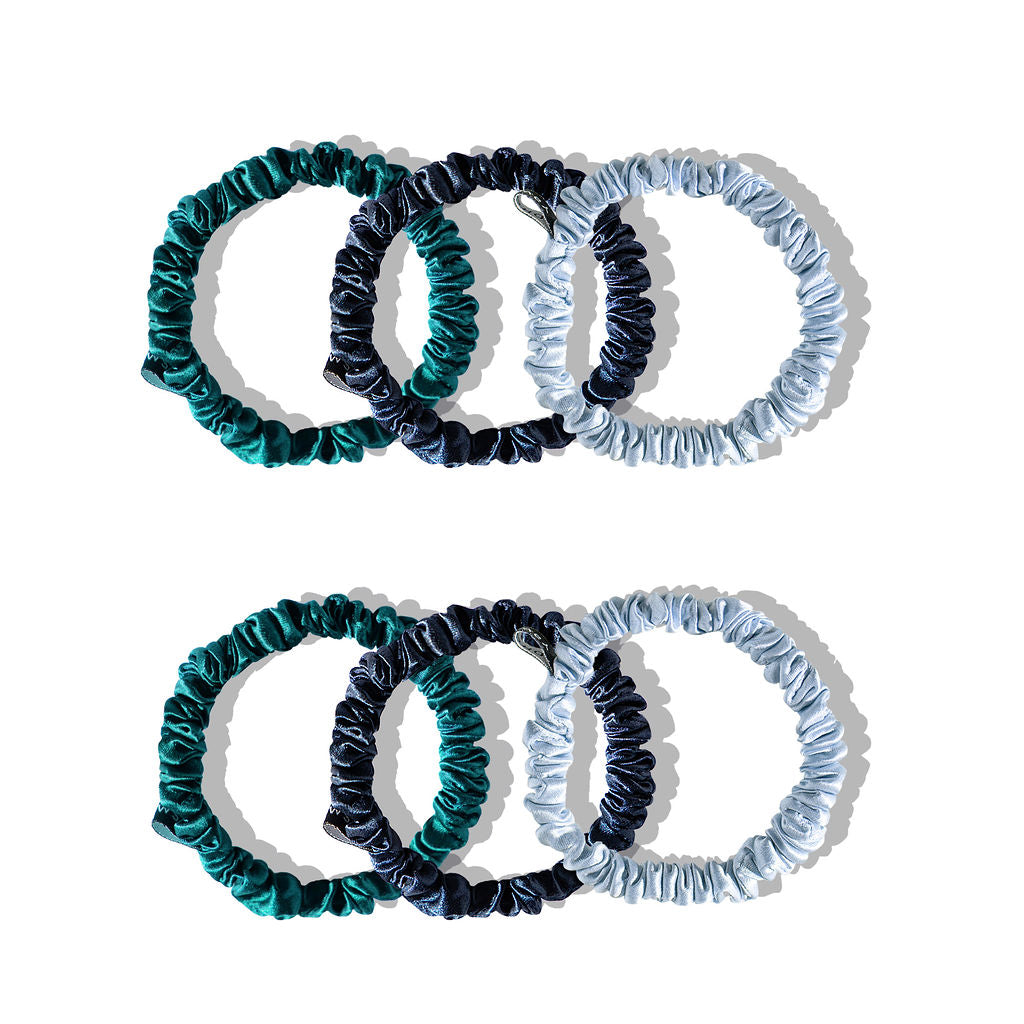 Skinny Scrunchie Set -  Blue & Green Shades