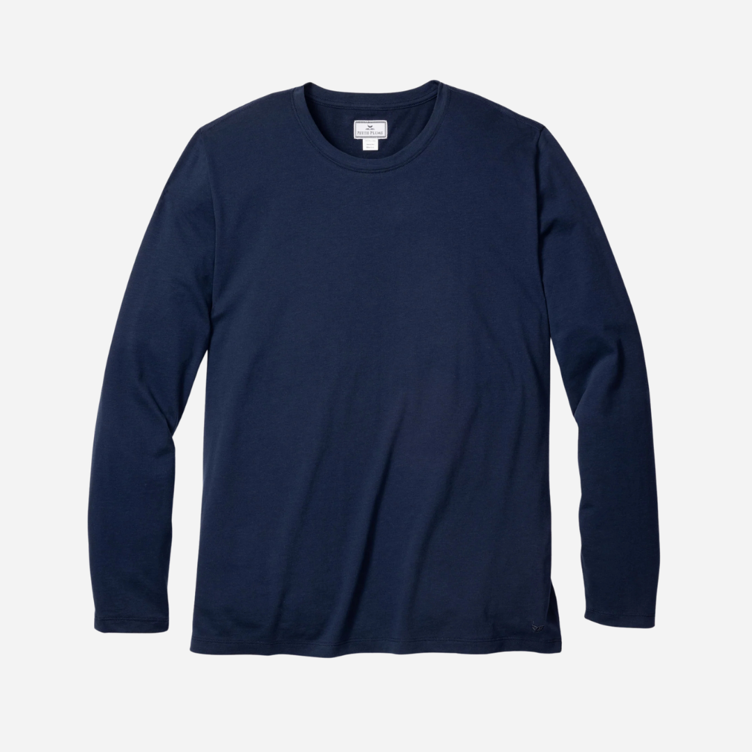 Men's Pima Crew Neck Long Sleeve Top in Navy