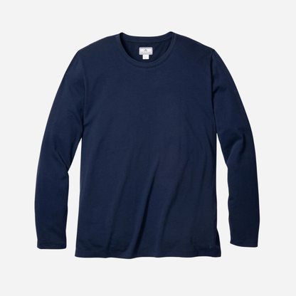 Men's Pima Crew Neck Long Sleeve Top in Navy