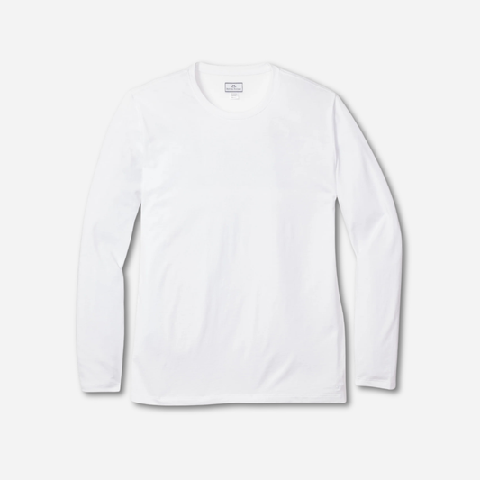 Men's Pima Crew Neck Long Sleeve Top in White