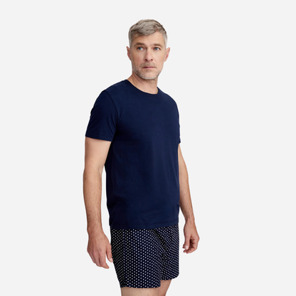 Men's Twill 3 Pack Boxers in Midnight Hearts, White, and Navy French Ticking