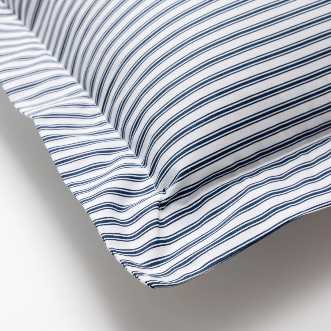 Luxe Premium Percale Euro Sham in Navy French Ticking