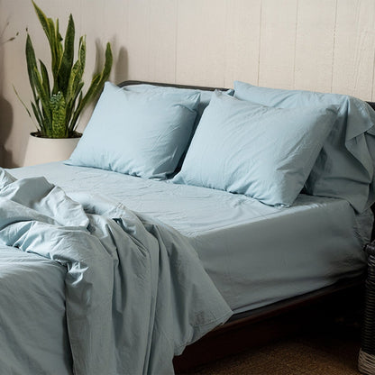 Crinkle Percale Organic Cotton Duvet Cover Set