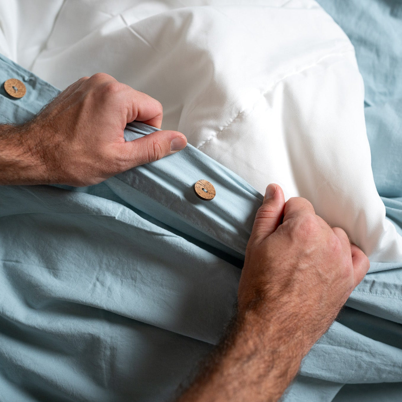 Crinkle Percale Organic Cotton Duvet Cover Set