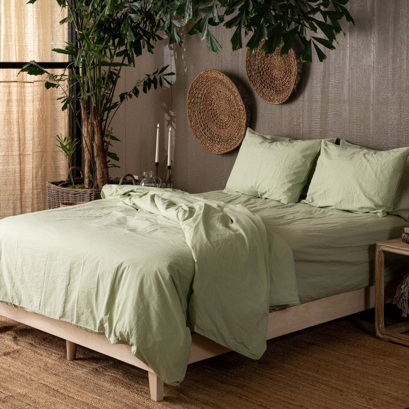 Crinkle Percale Organic Cotton Duvet Cover Set