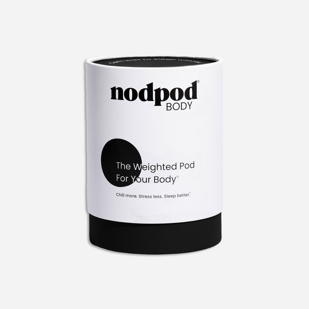 White container with black text and design, featuring the brand 'nodpod'.