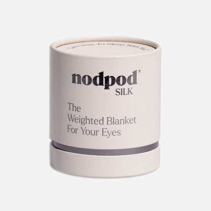 Nodpod Silk bone weighted eye mask packaging on a light grey background