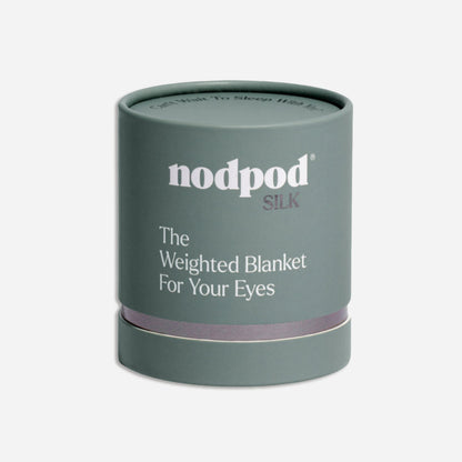 Nodpod Silk willow weighted eye mask packaging on a light grey background