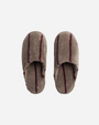 Turkish Cotton Stripe Slippers - Warm Grey / Garnet