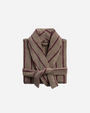 Turkish Cotton Stripe Robe - Warm Grey / Garnet