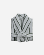 Turkish Cotton Stripe Robe - Sky / Evergreen