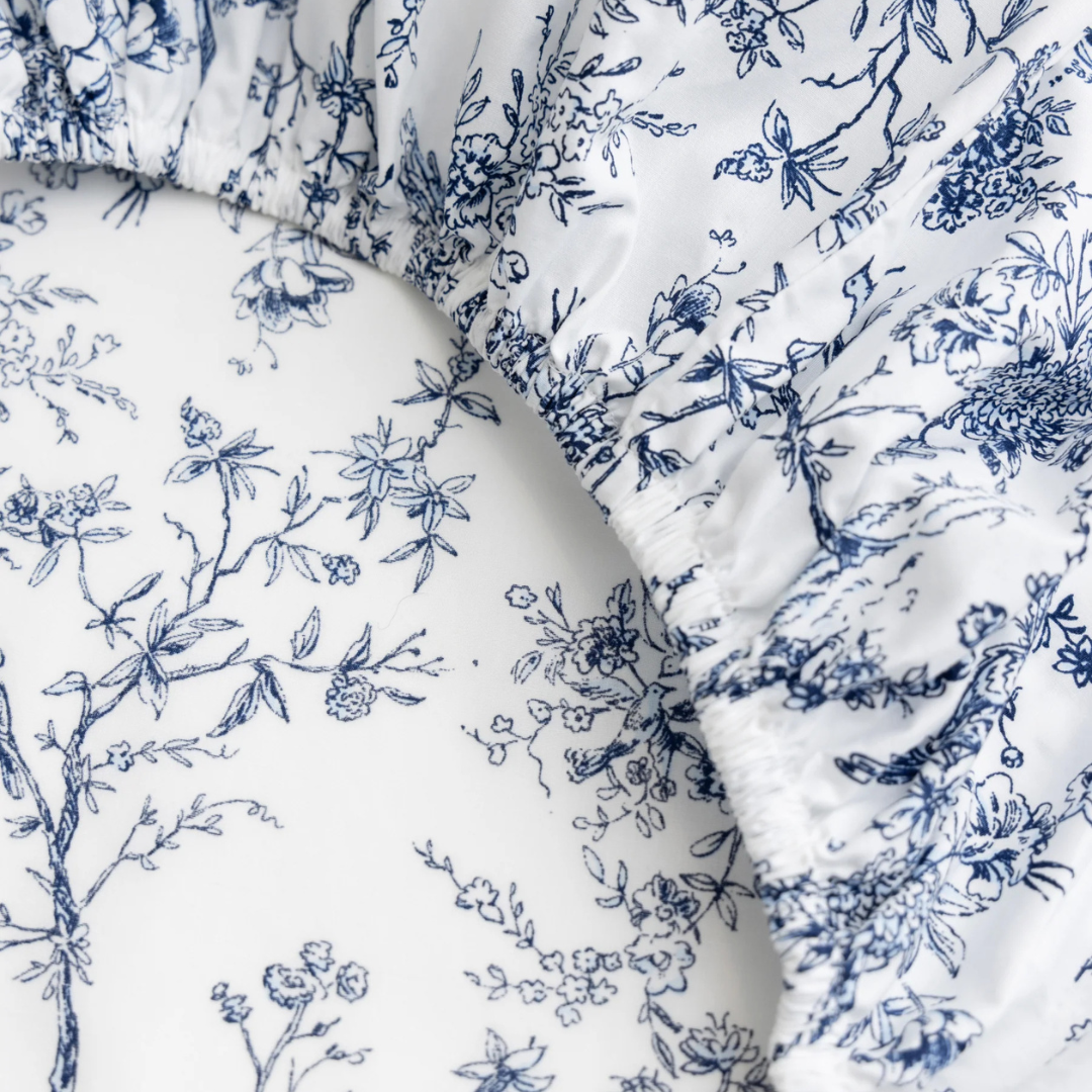 Luxe Premium Percale Bed Sheets in Timeless Toile