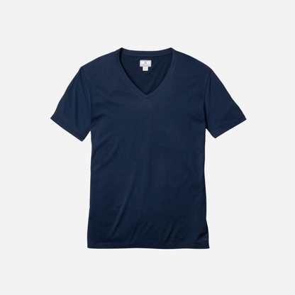 Men's Pima V-Neck Top in Navy