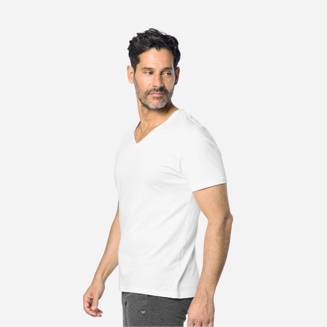 Men's Pima V-Neck Top in White