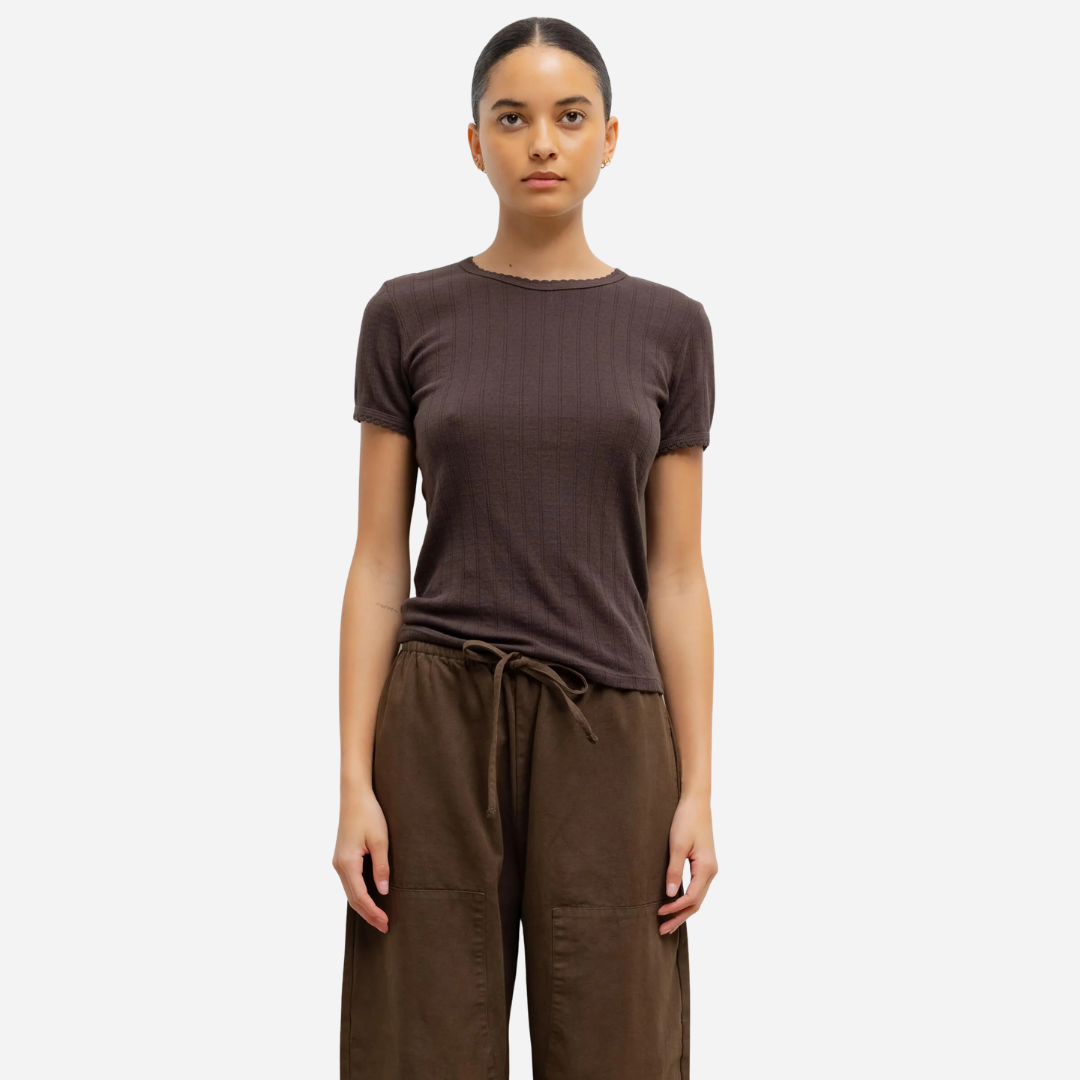 Pointelle Cotton Slim Fit Tee