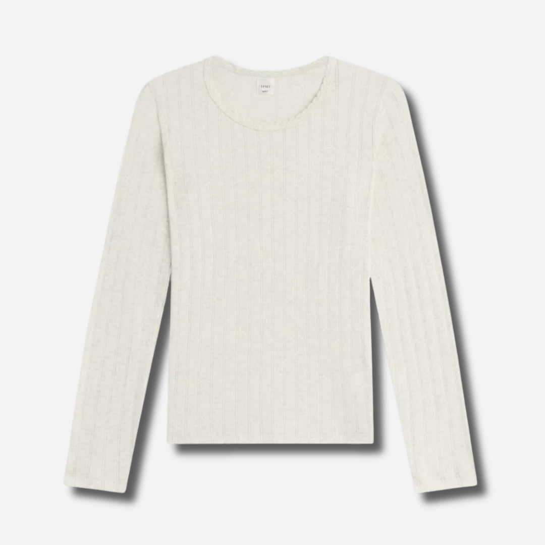 Pointelle Cotton Long-Sleeve Slim Fit Tee