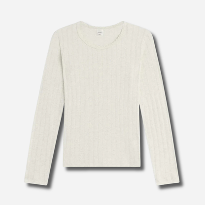 Pointelle Cotton Long-Sleeve Slim Fit Tee