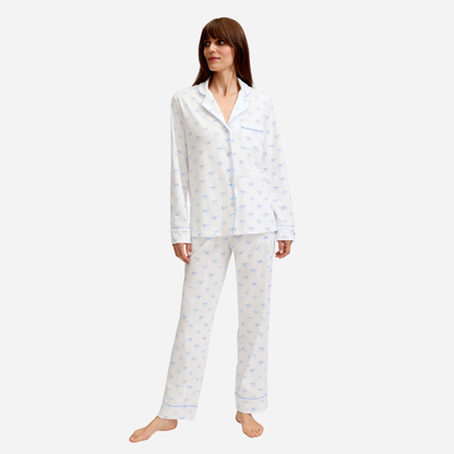 Women's Pima Pajama Set in Something Blue Bows