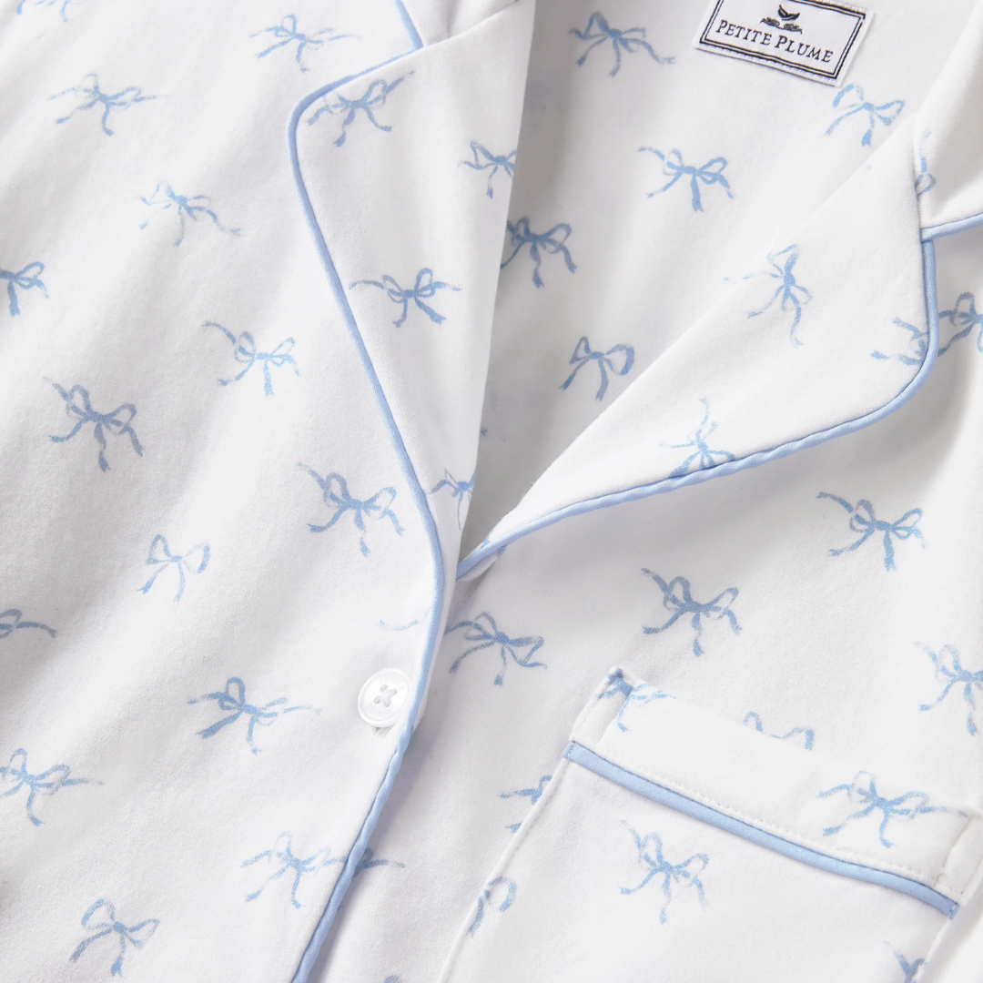 Women's Pima Pajama Set in Something Blue Bows