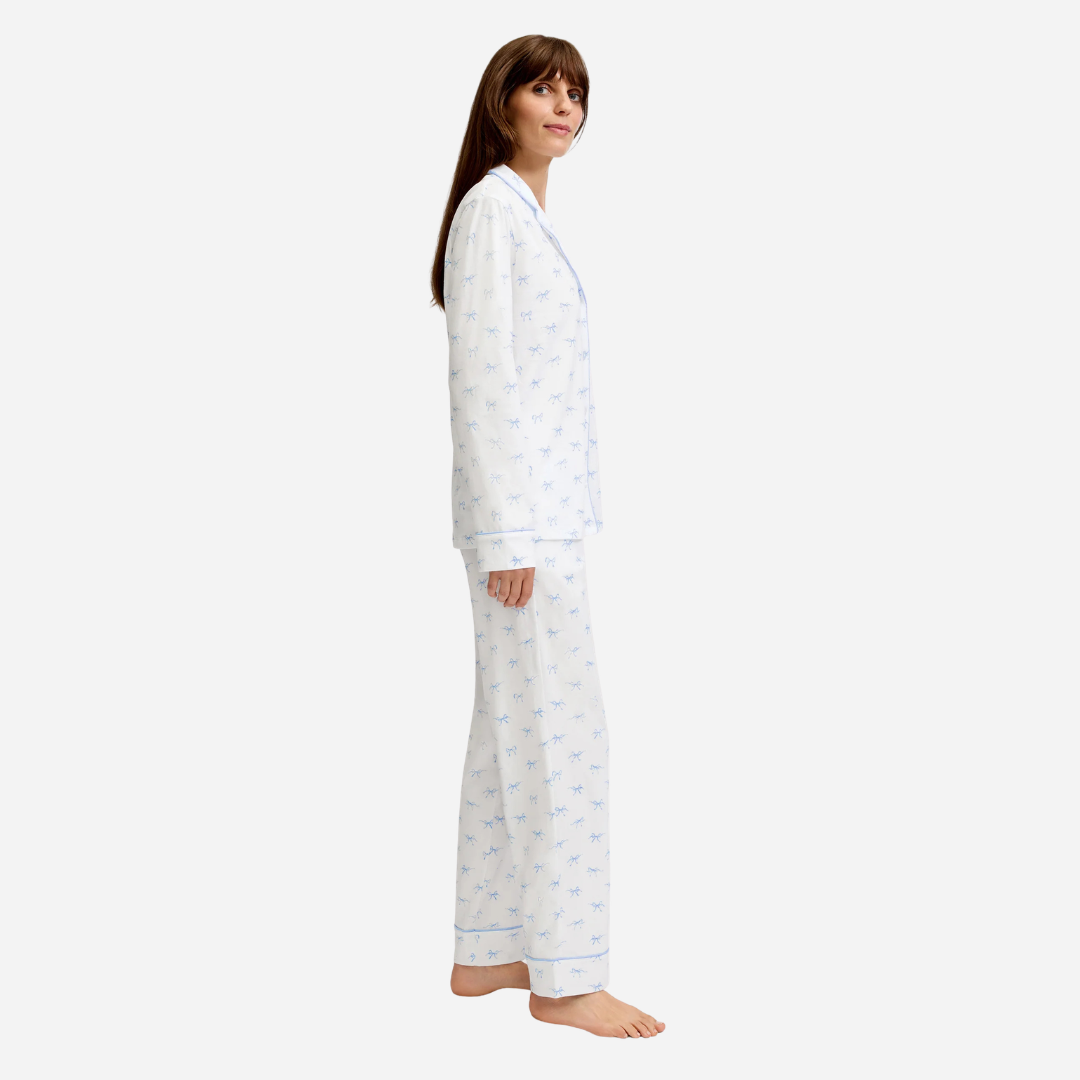 Women's Pima Pajama Set in Something Blue Bows