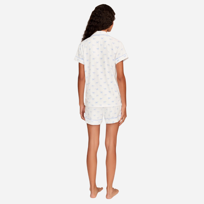 Women's Pima Short Sleeve Short Set in Something Blue Bows
