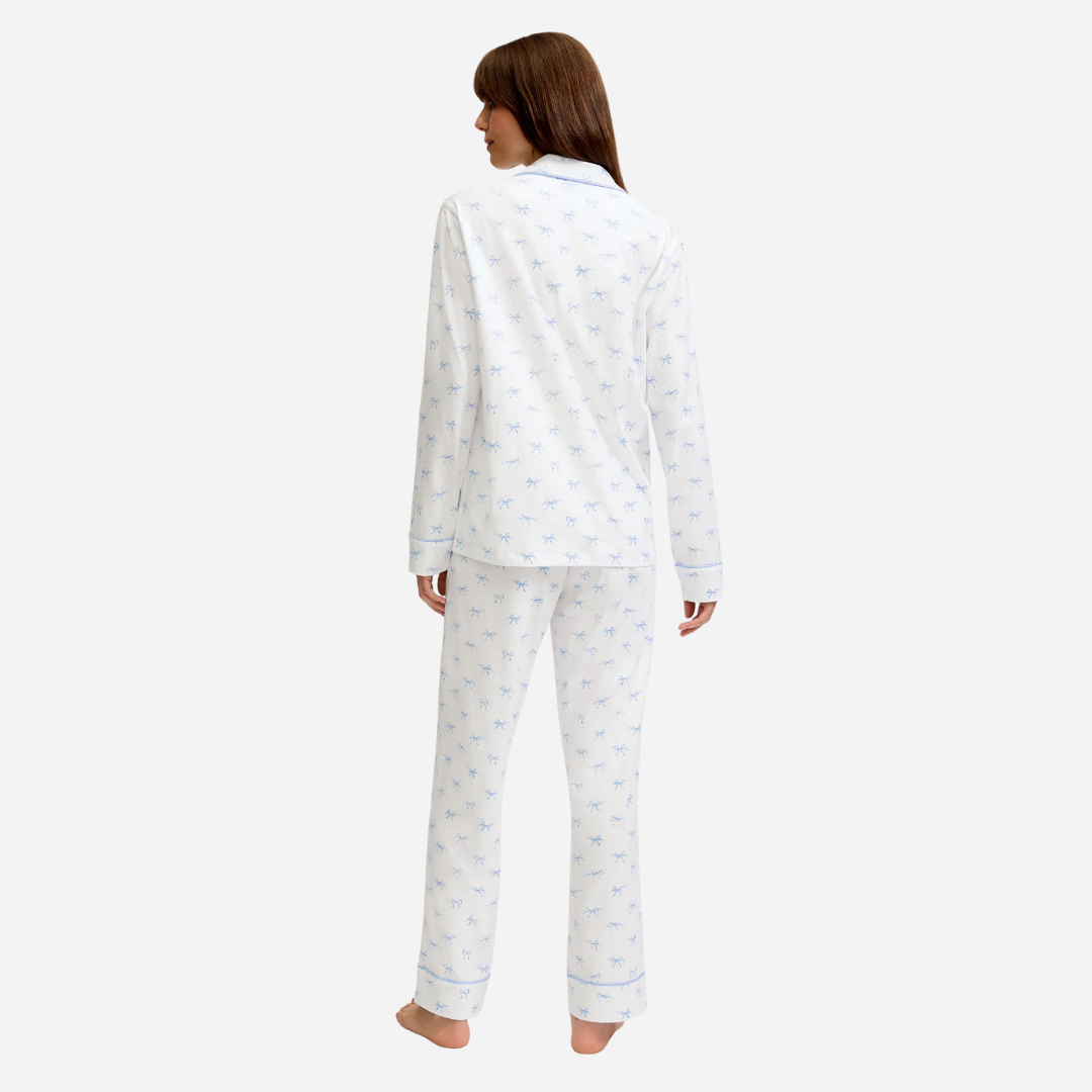 Women's Pima Pajama Set in Something Blue Bows