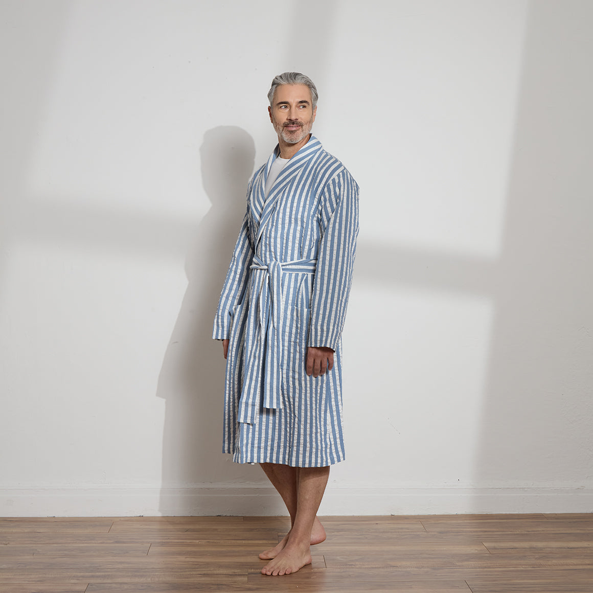 Unisex Striped Linen Cotton Robe