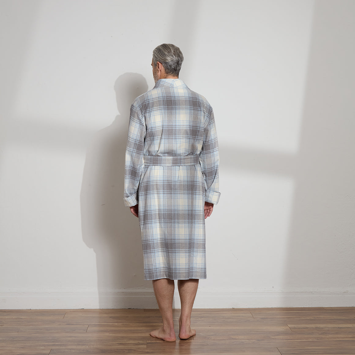 Unisex Brushed Cotton Plaid Robe